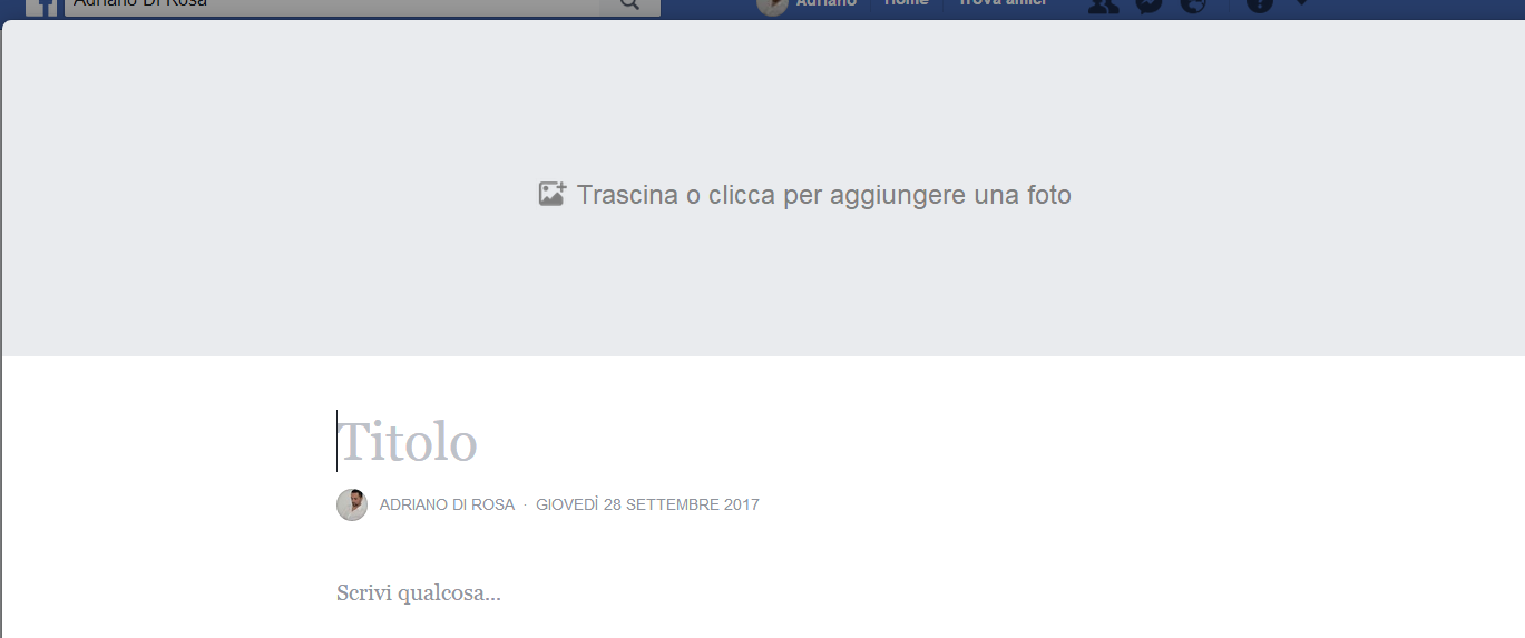 interfaccia note facebook